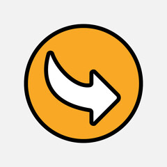 Down right arrow icon in filled line style, use for website mobile app presentation