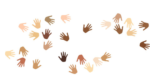 Woman and man hands of various skin tone vector illustration. Audience concept.