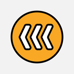 Fast backward arrow icon in filled line style, use for website mobile app presentation