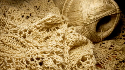 Linen Yarn in a skein. Close-up. Knitting