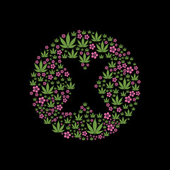 X and Marijuana Leaf Flower for Unknown Chemical Compound symbol logo design