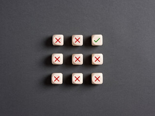 Making the right choice, business decision or answer among the wrong ones. Yes or no, true and...
