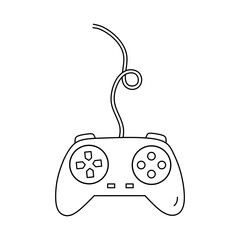 Video game controller, joystick gamepad isolated on white background. Vector hand-drawn illustration in doodle style. Perfect for decorations, cards, logo, various designs. © lesyau_art