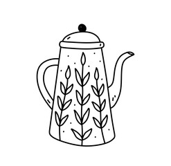 Cute teapot isolated on white background. Vector hand-drawn illustration in doodle style. Perfect for cards, menu, logo, decorations, various designs.