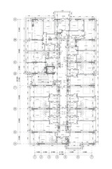 Two level apartment in a multistory building floor plan layout, vector blueprint