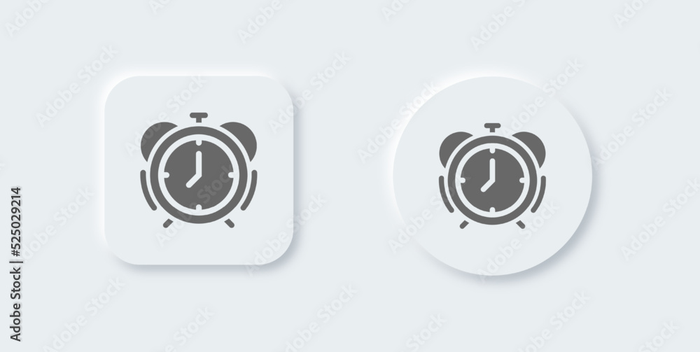 Poster alarm solid icon in neomorphic design style. timer signs vector illustration.