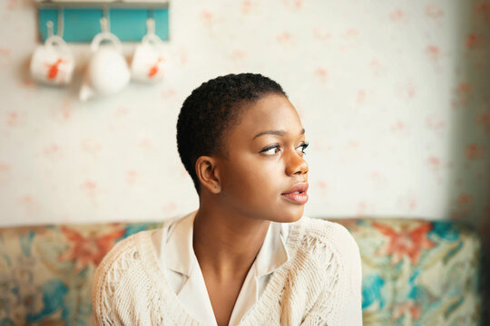 African American woman with short hair