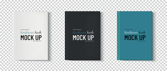 Blank Hardcover Book Template Set - Vector Illustrations Isolated On Transparent Background