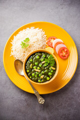 palak matar curry also known as spinach geen peas masala sabzi or sabji, indian food