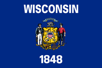Wisconsin state flag. Vector illustration. - obrazy, fototapety, plakaty