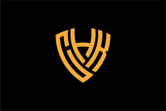 CHK creative letter shield logo design vector icon illustration