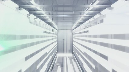 Animation of white lines over server room - Powered by Adobe
