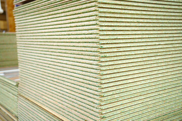 Flooring on shelves in a hardware store. 