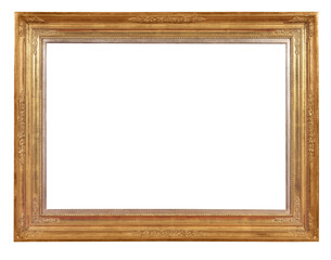 Old antique gold frame isolated on white