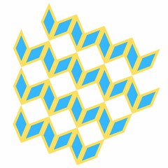 yellow and blue seamless repeat pattern, triangle and diamond shapes.