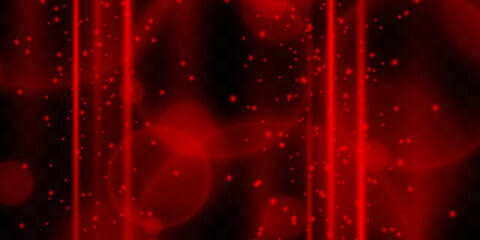 Red glowing beam of light exploded, star, explosion with dust and sparkles on a transparent background.