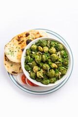 Soya Chunks Palak curry also known as Spinach Soyabean chunks sabzi or sabji, Healthy Indian food