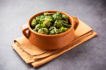 Soya Chunks Palak curry also known as Spinach Soyabean chunks sabzi or sabji, Healthy Indian food