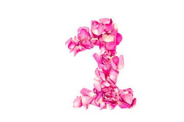 Fototapeta premium number 1 made from pink petals rose. Pink roses. Element for decoration.
