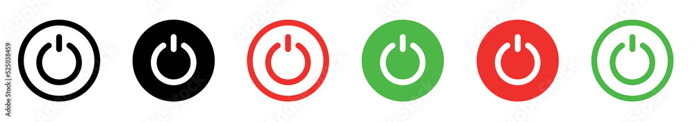 Poster on-off icon. set of power buttons. power button icon black line. on off buttons illustration. vector