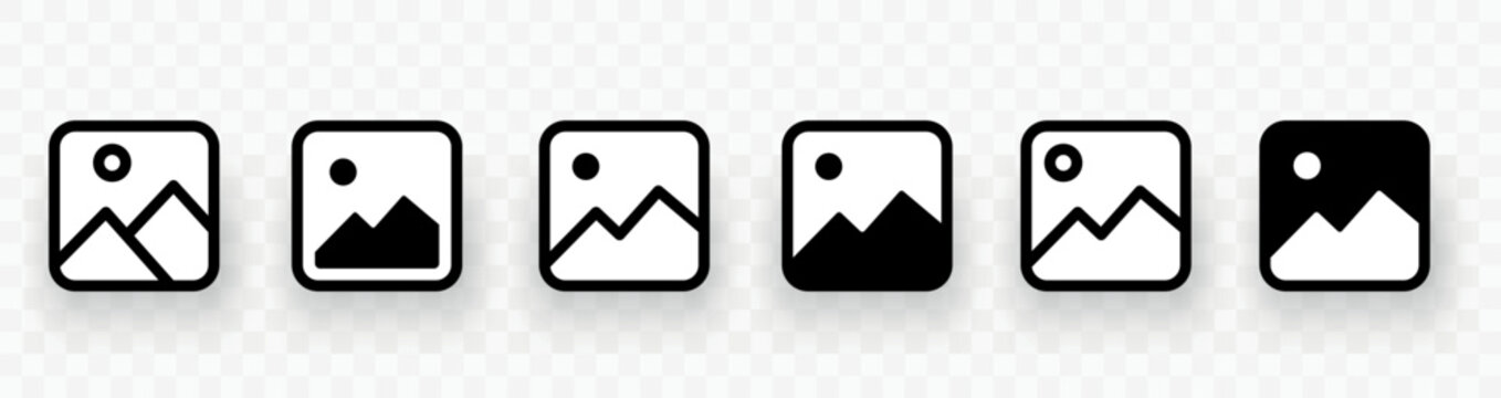 Gallery ico set. Image icon. Photo album icon. Picture symbol. Photo signs. Vector illustration