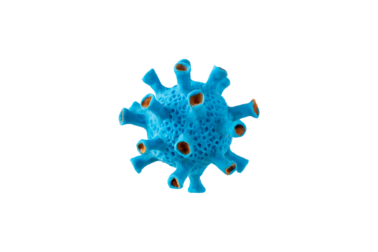 Virus cell blue and orange model isolated transparent png