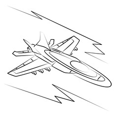 Fighter, military airplane. Jet aircraft in speed lines. Air combat. Flying at supersonic speeds. Air Force. Army in action. Avia show. Aeroplane for use in stickers, printing on paper or fabric