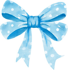 Watercolor blue bow ribbon
