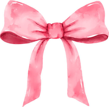 56 Watercolor Pink Bows and Ribbons By ArtInsider