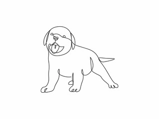 One line art of a puppy. Dog illustration. Single-line puppy