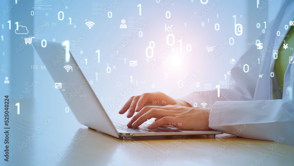 Aufkleber Digital transformation concept. Computer programming. System engineering.