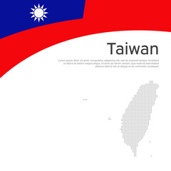 Taiwan flag, mosaic map on a white background. Republic of China. State patriotic taiwanese banner, flyer. Background with taiwan flag. National poster. Business booklet. Vector, design template