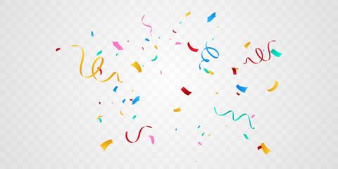 Background vector illustration with confetti. Beautiful colors for parties or celebrations. - obrazy, fototapety, plakaty