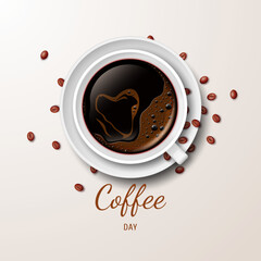 International Coffee Day. Vector 3d illustration.