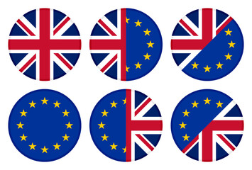 round icon set. british and european union flags. vector illustration isolated on white background