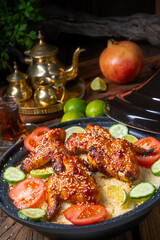 couscous with fried chicken wings spicy