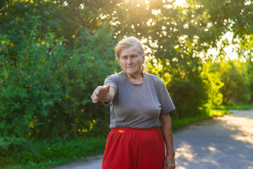 grandmother lends a helping hand. Selective focus.