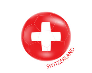 A soccer ball with the flag of Switzerland.Vector illustration of a 3-D soccer ball.The concept of football in 2022.