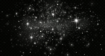 Vector glowing stars, lights and sparkles.Glow light effect. Vector illustration. Christmas flash. dust. 
