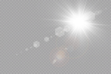 Vector. Sunlight. special lens flare effect. Light effect.Bright sun.