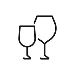 Two glasses linear icon. Kitchen and Cookware. Thin line customizable illustration. Contour symbol. Vector isolated outline drawing. Editable stroke