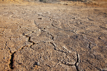 Texture of dry cracked soil. The concept of drought, barren land, disaster. Сracked earth
