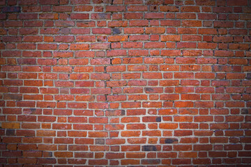 Fototapeta na wymiar Background of old and rustic red brick wall. red brick wall texture