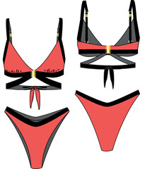 set of bikini, colored details