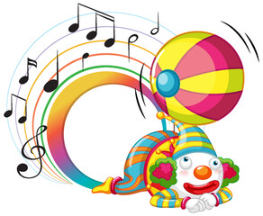 Fototapeta premium Circus clown with music key banner