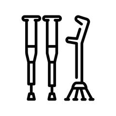 Crutches sign olor line icon. Physiotherapy.