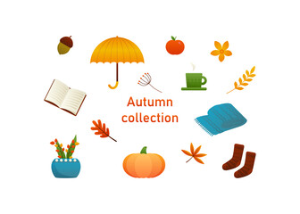 autumn collection, vector elements, set for stickers, scrapbooking and tags