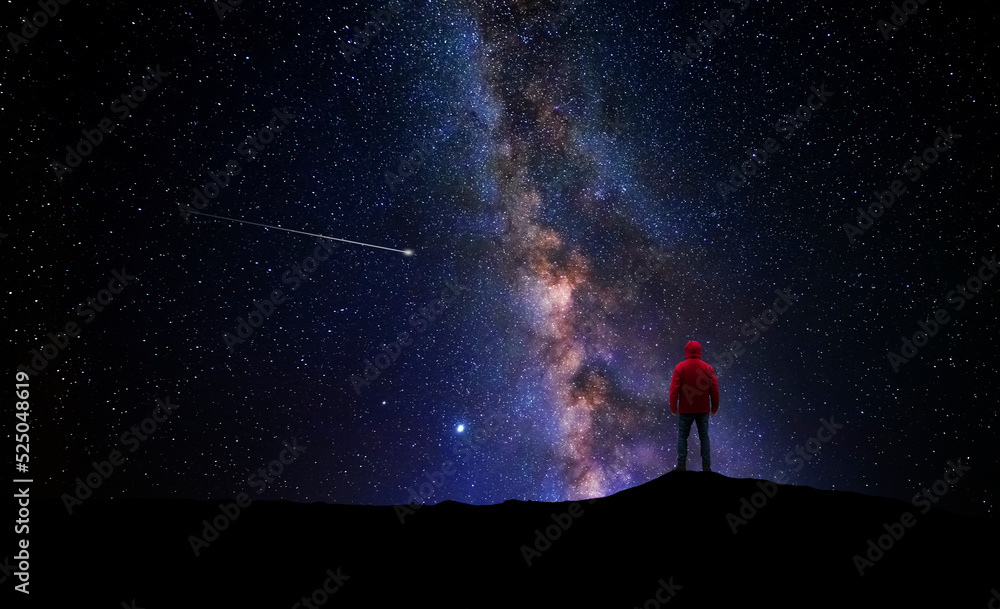 Canvas Prints man in front of the universe