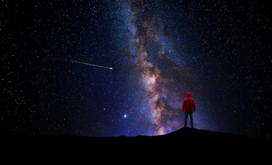 Man in front of the universe 