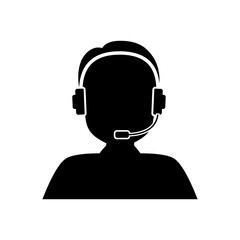 Call center icon. Operator of support. Agent of customer service. Headset with phone for hotline, contact center and business. Symbol of communication, assistant and callcenter. Vector